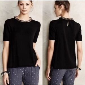 Embellished Black Crew Neck Sweater